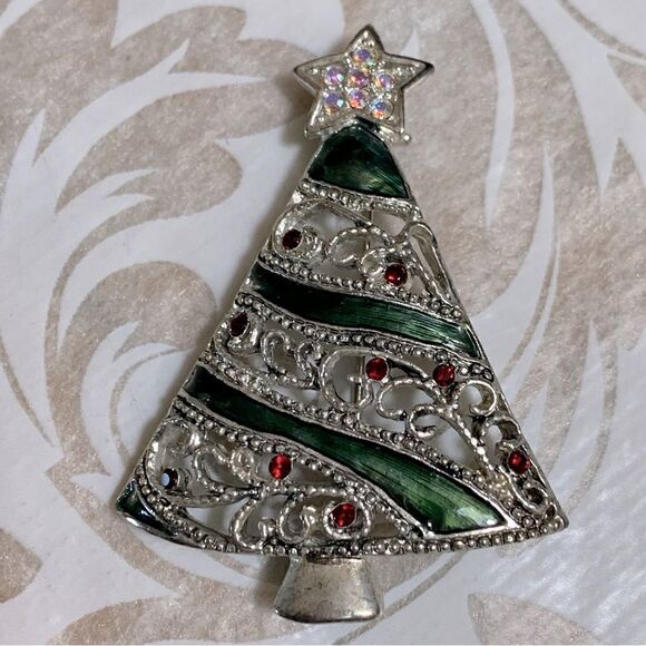 Vintage Kenneth Cole Brooches Pins Christmas Tree & Reindeer Gorgeous - Picture 4 of 5